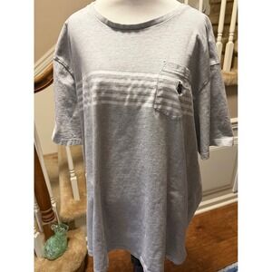 US Polo Assn Mens 3XL Heather Gray Striped Pocket T-Shirt Short Sleeve Crew Neck